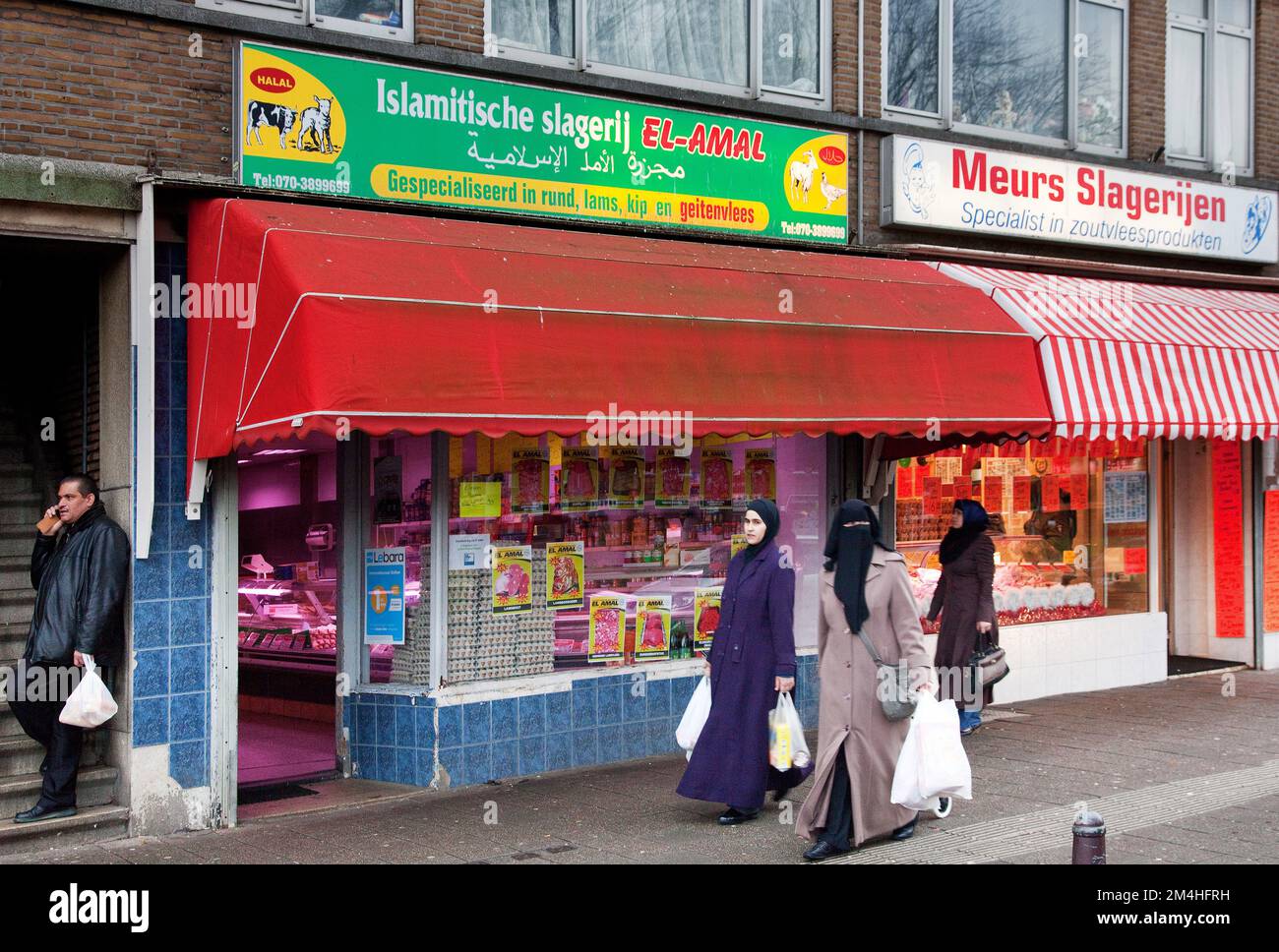 Netherlands, The Hague Halal butcher in a city quarter where many