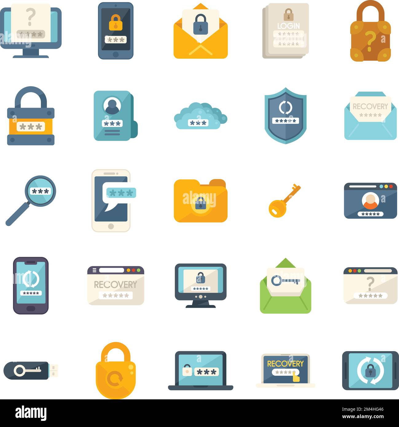 Password recovery icon flat vector. Computer lock. Mail password isolated Stock Vector