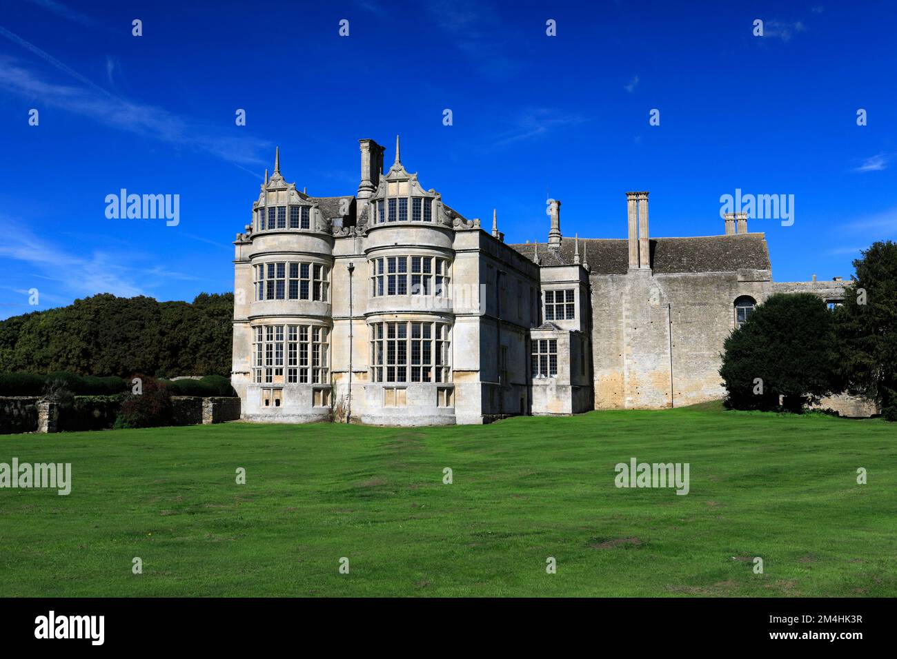 Summer view of Kirby Hall, an Elizabethan country house, near Gretton, Northamptonshire, England Stock Photo