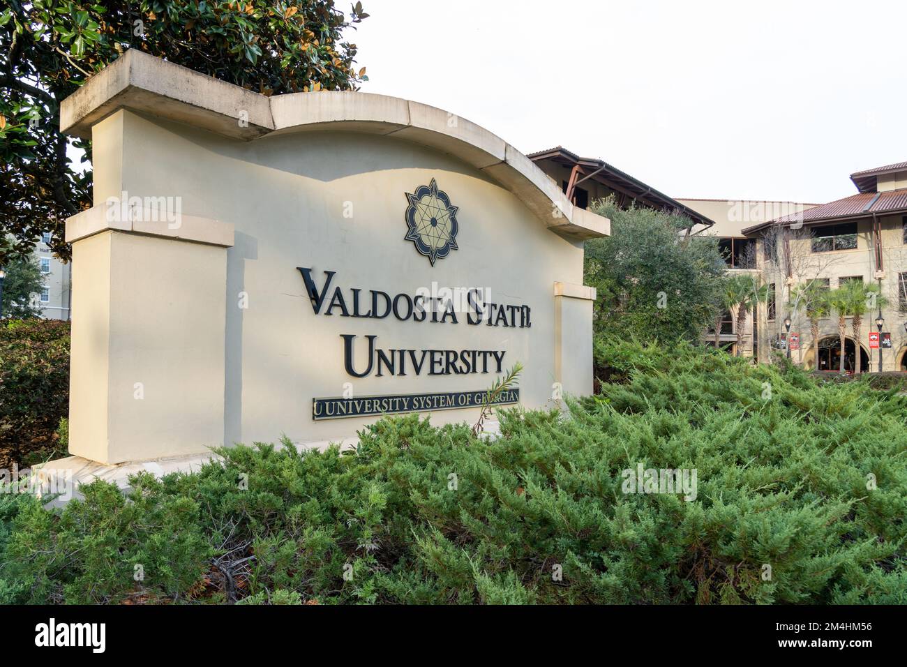 Valdosta, Georgia, USA - December 30, 2021: Valdosta State University ground sign is shown Valdosta, Georgia, USA. Valdosta State University is a publ Stock Photo