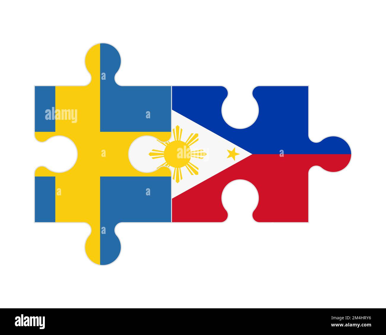 Connected puzzle of flags of Sweden and Philippines, vector Stock Vector