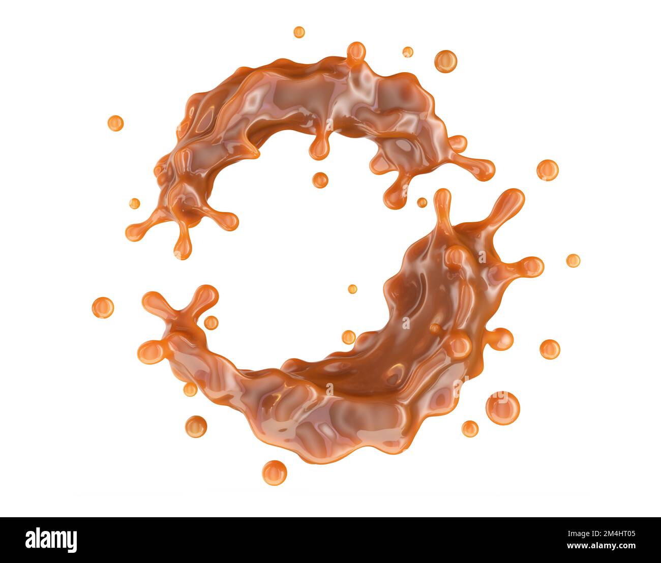 Liquid sweet melted caramel, caramel sauce or boiled condensed milk