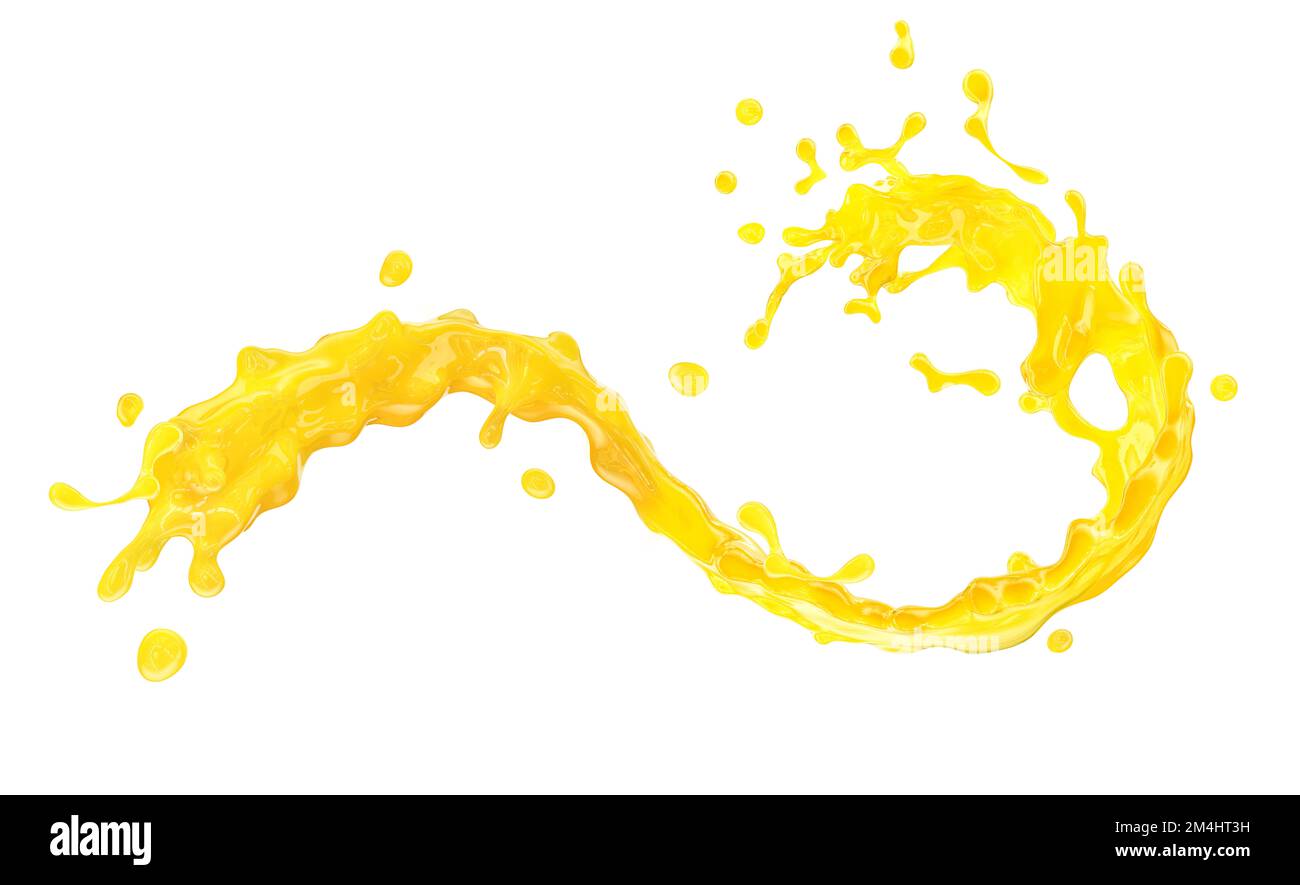 Sweet fresh orange fruit juice smoothie 3D splash. Fruits juice