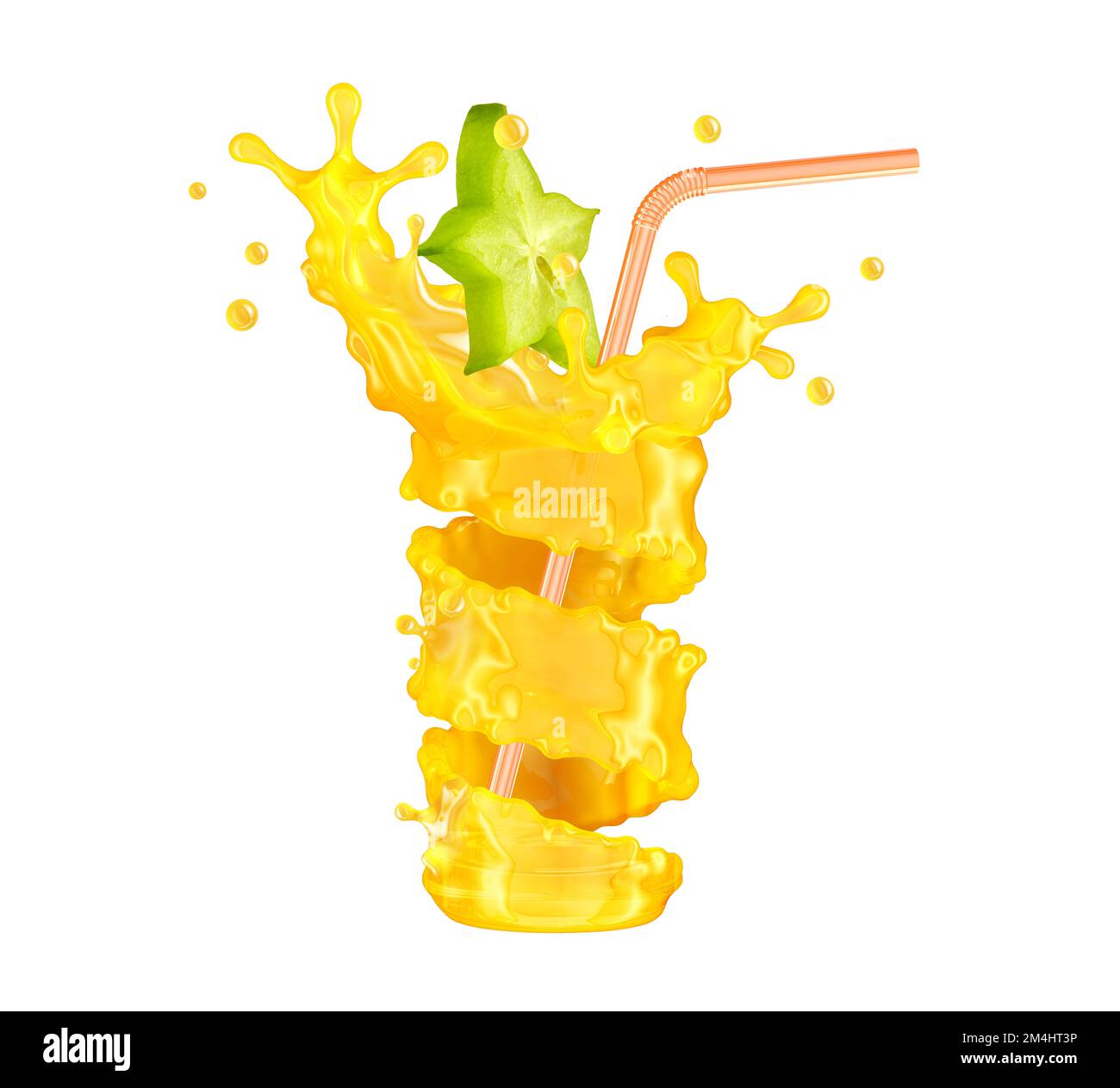 Sweet fresh orange fruit juice 3D splash swirl. Fruits juice splashing