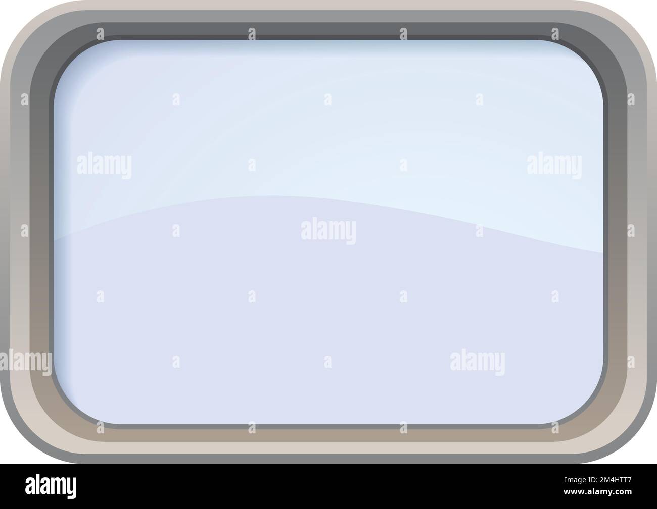 Airplane window. Rectangular glass frame. Metal porthole Stock Vector