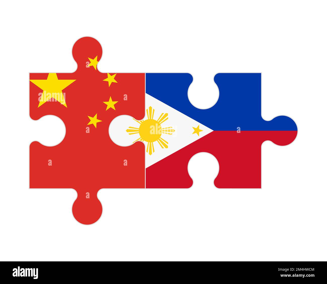 Connected puzzle of flags of China and Philippines, vector Stock Vector
