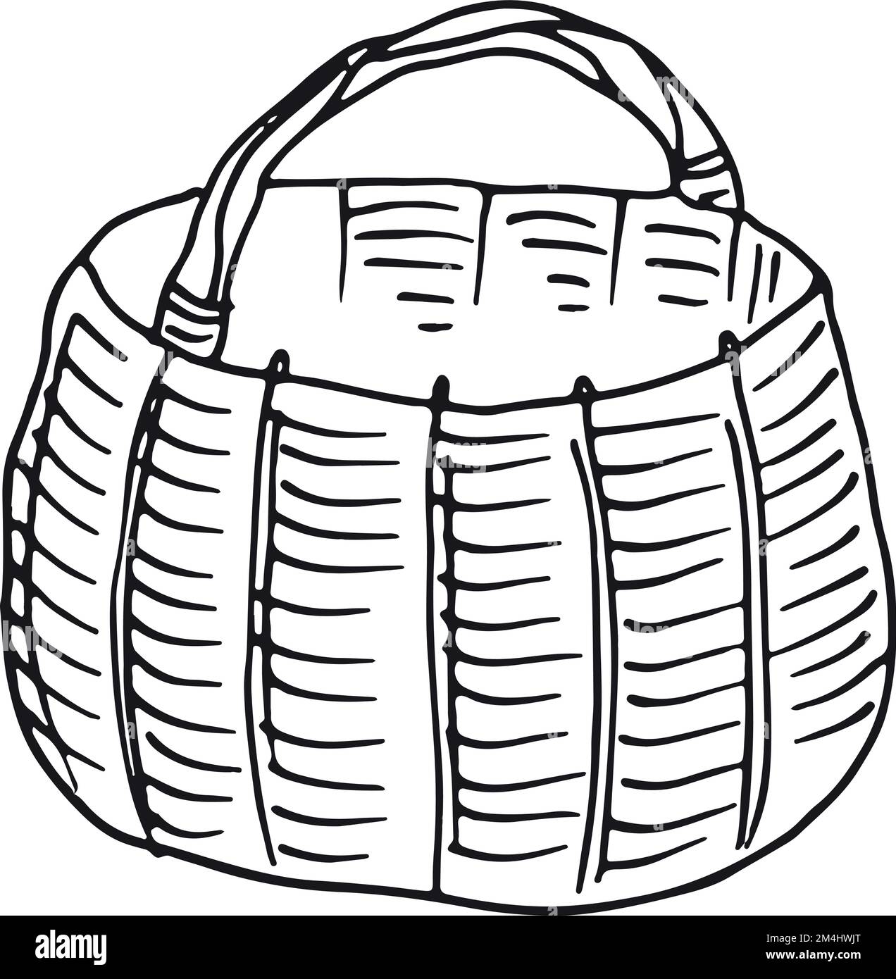 Wicker basket. Hand drawn natural storage container Stock Vector Image