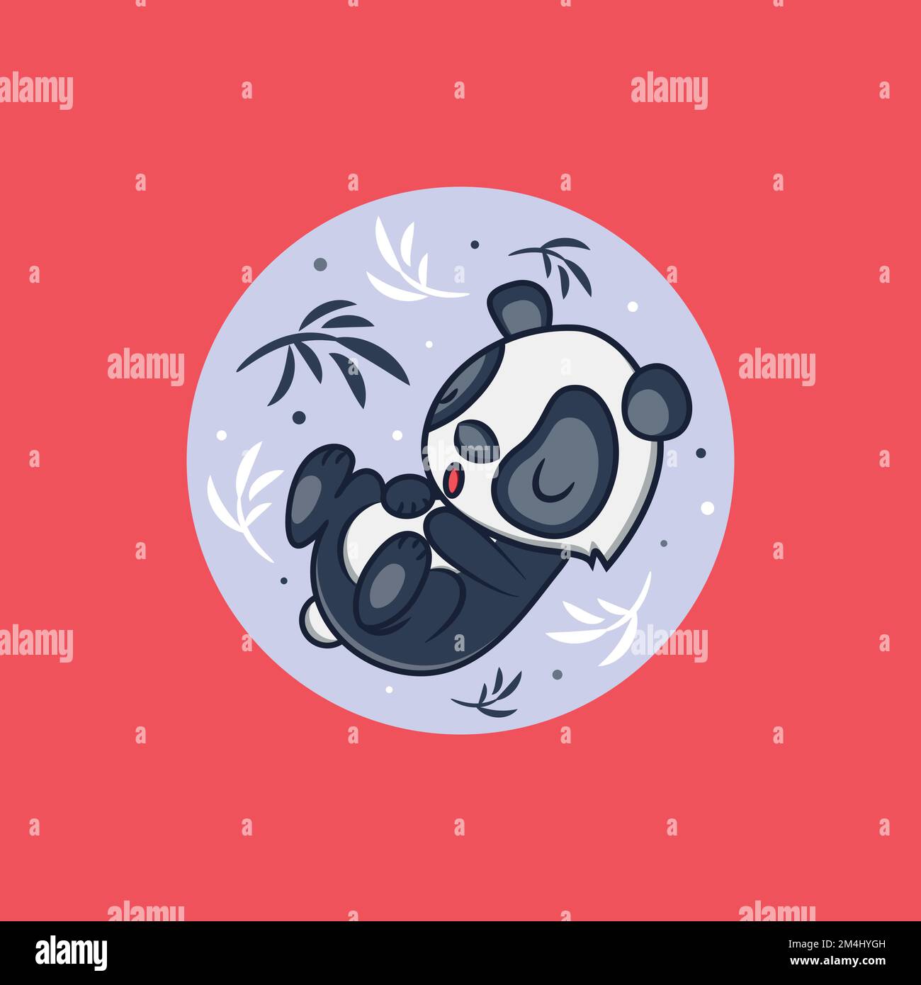 Cute Panda Sleeping Cartoon Vector Icon Illustration. Animal Nature Icon Concept Isolated Premium Vector. Stock Vector