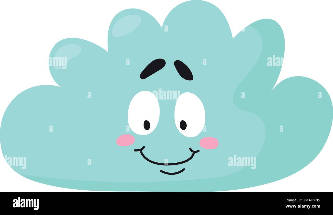 Cute cloud character. Smiling face kawaii weather Stock Vector Image ...