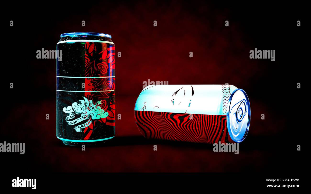 3D illustration of a soda drink with a red background highliting passion and energy Stock Photo