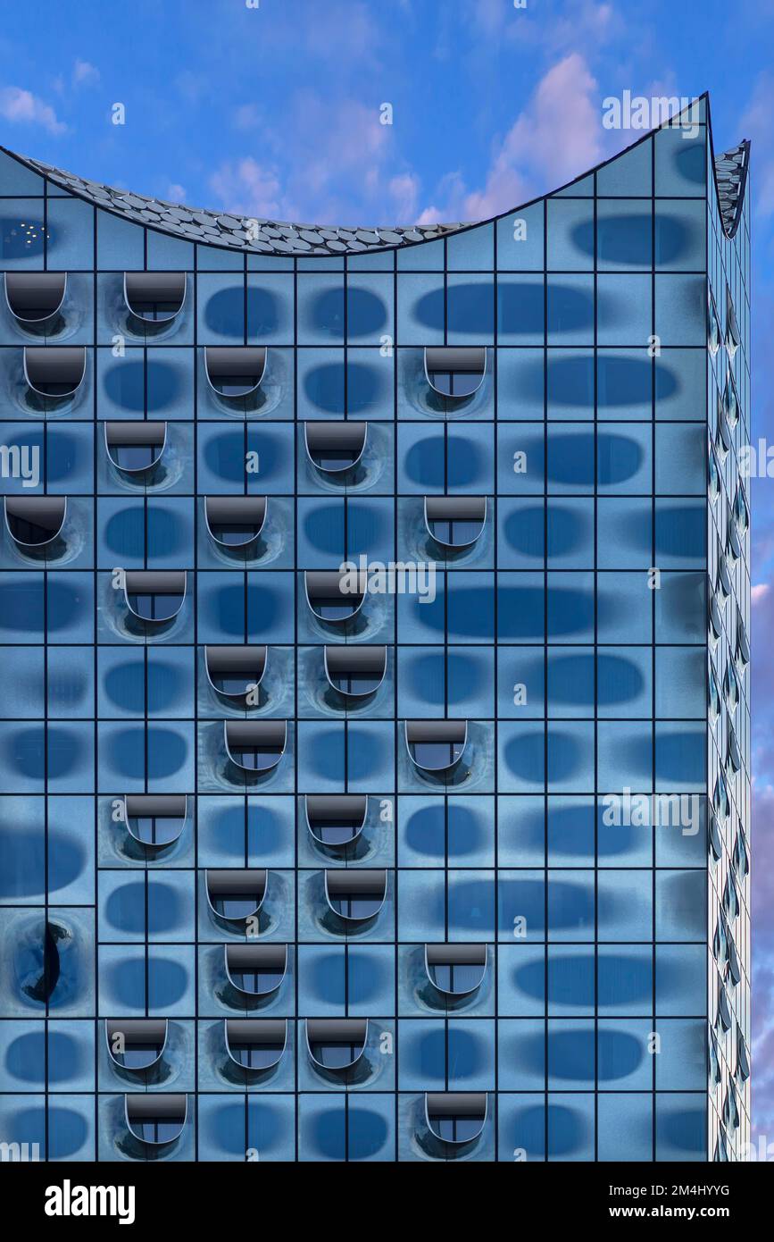 Detail view of the facade of the Elbe Philharmonic Hall, Hamburg ...
