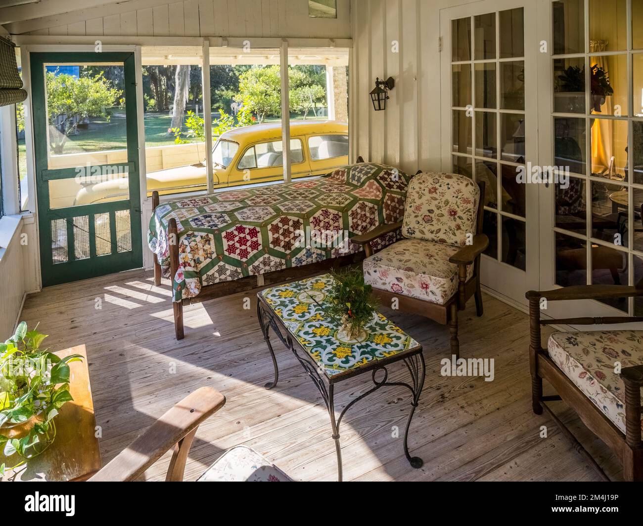 Interior of house at Marjorie Kinnan Rawlings Historic State Park an authentic Florida Cracker homestead in Cross Creek Florida USA Stock Photo