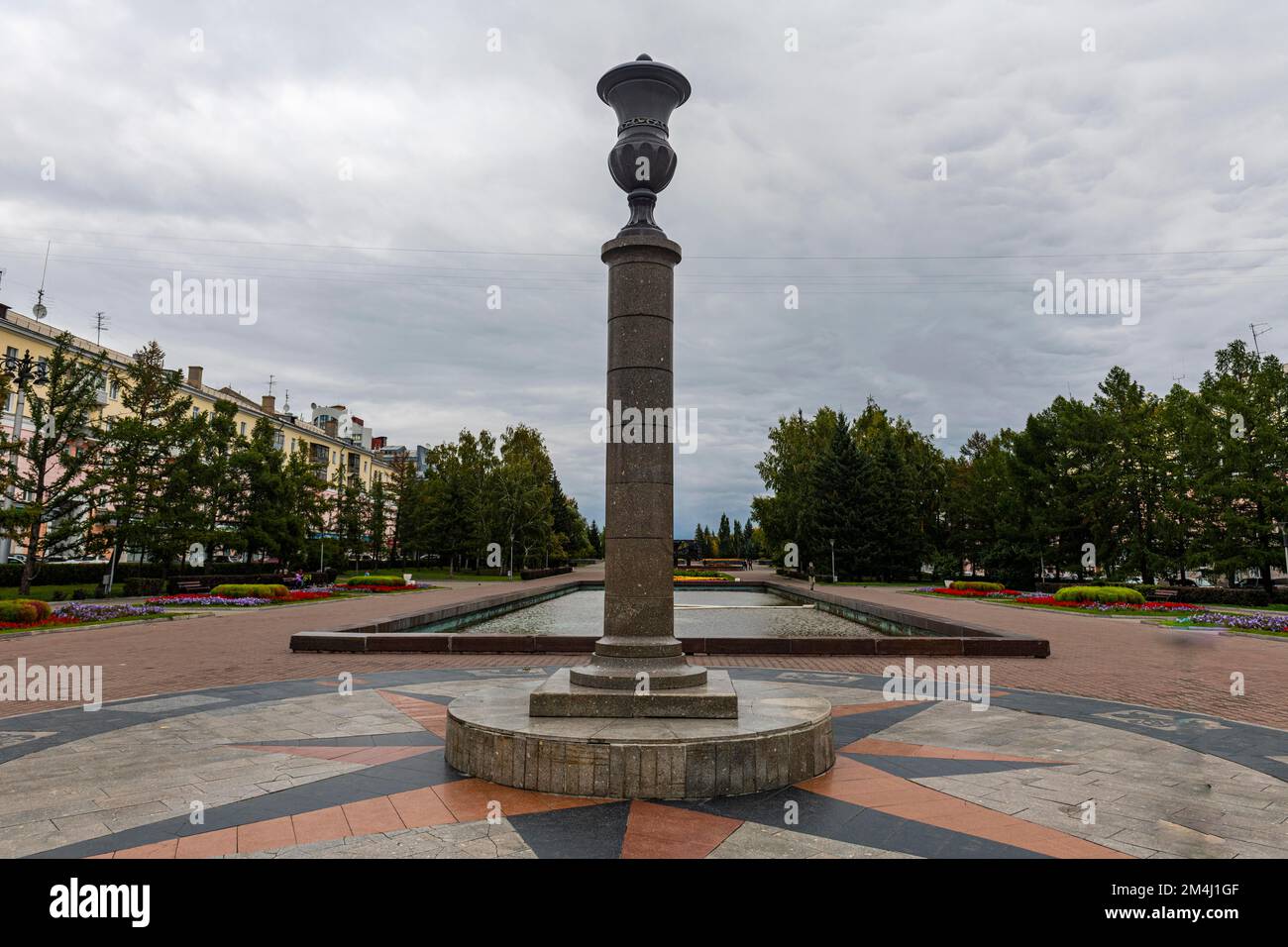 Obelisk in the Veteran park, Barnaul, Altai Krai, Russia Stock Photo