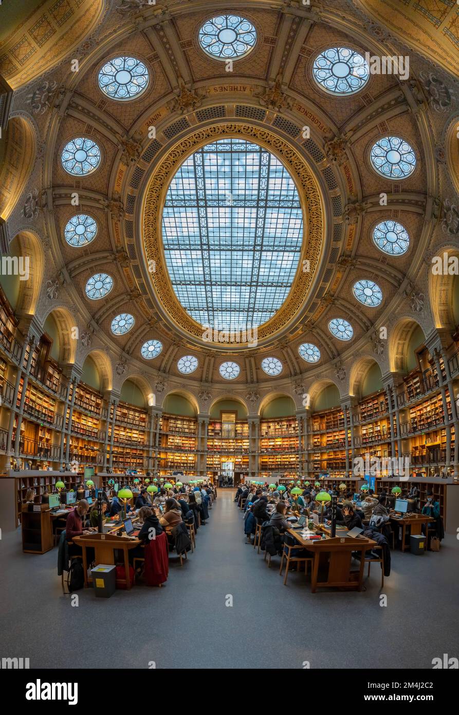 Bibliotheque Nationale de France Richelieu. View inside the reading oval room Stock Photo