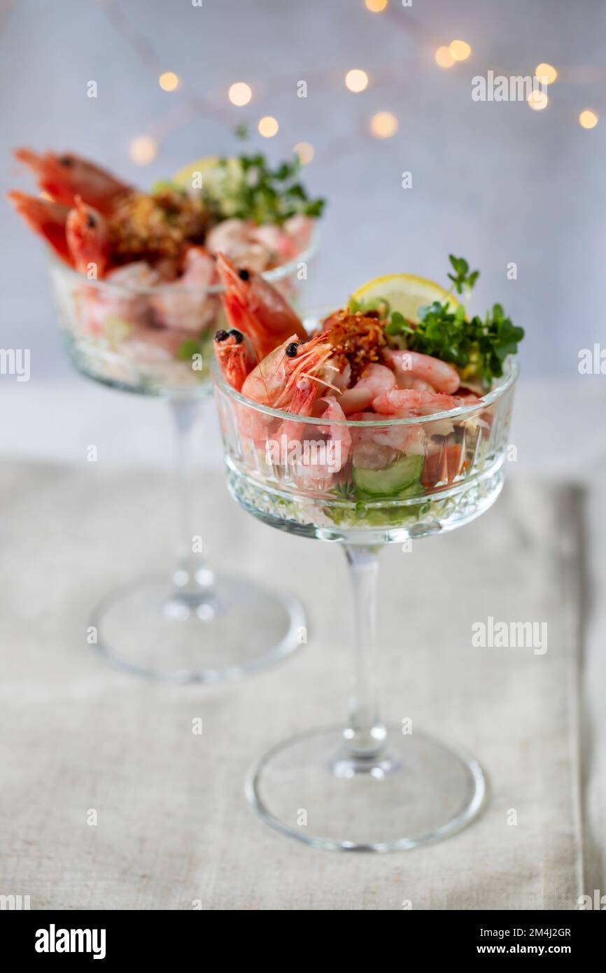 Classic prawn cocktail in the glass Stock Photo Alamy