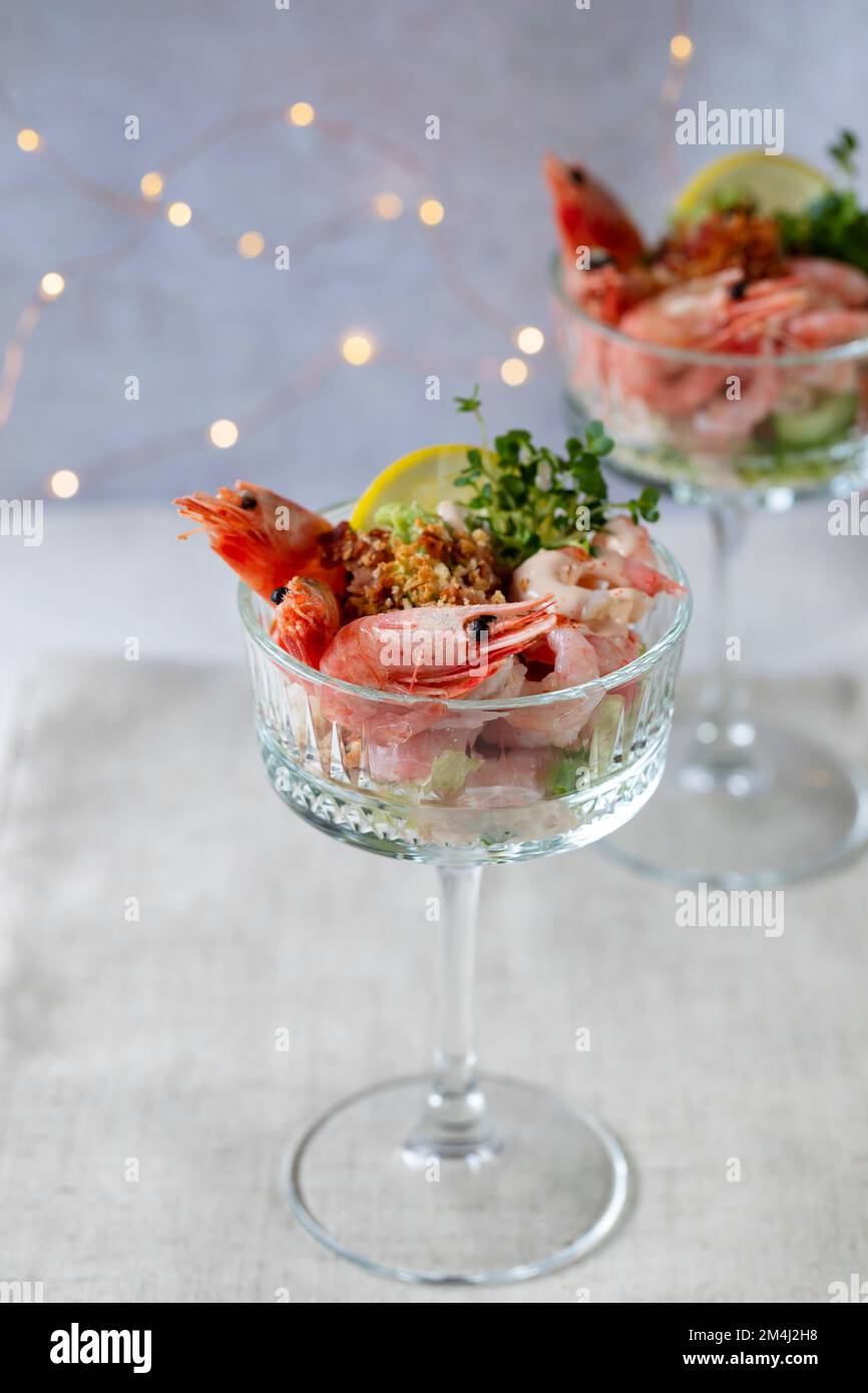 Classic prawn cocktail in the glass Stock Photo Alamy