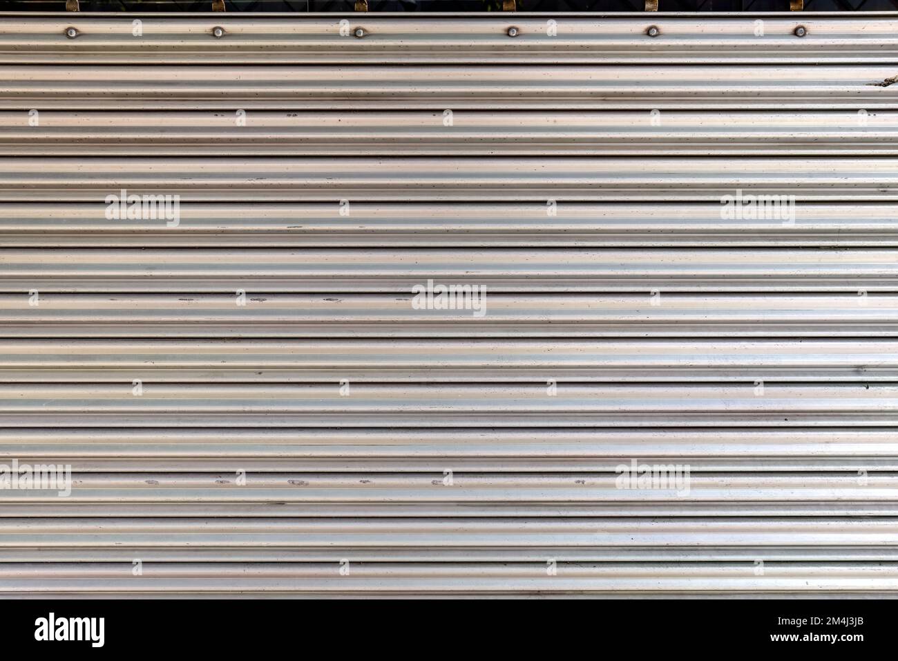Metallic garage door, close up background texture Stock Photo