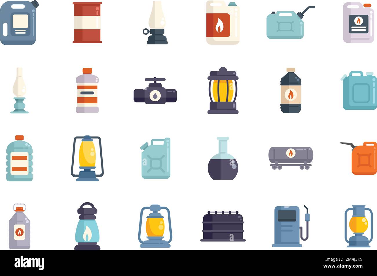 Kerosene icons set flat vector. Energy container. Fuel heater isolated ...