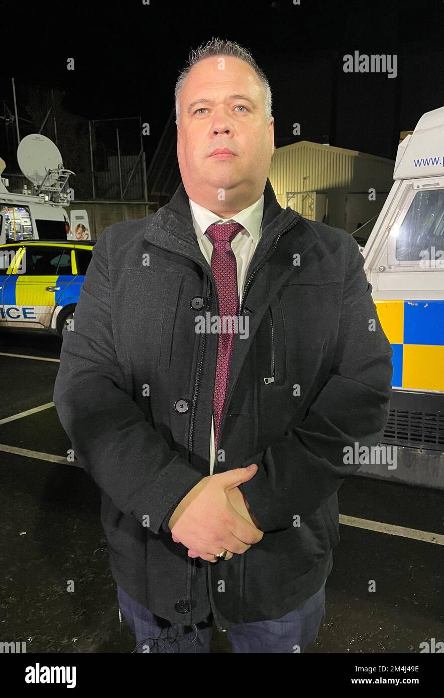 Detective Chief Inspector John Caldwell speaks to the media outside ...