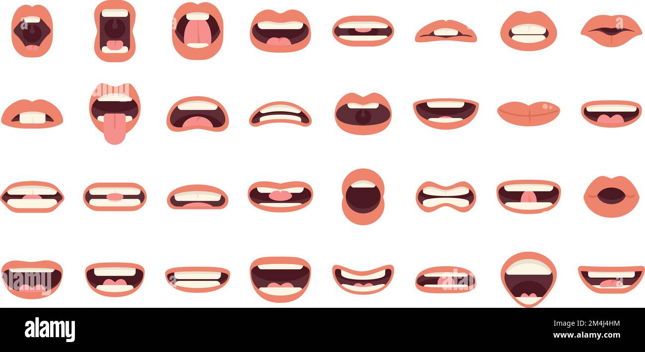 Articulation icons set flat vector. Childhood development. Education