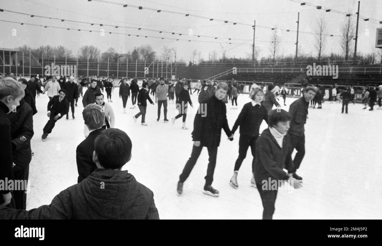 Recreational fun on the ice rink, here in Dortmund, Germany, in 1966