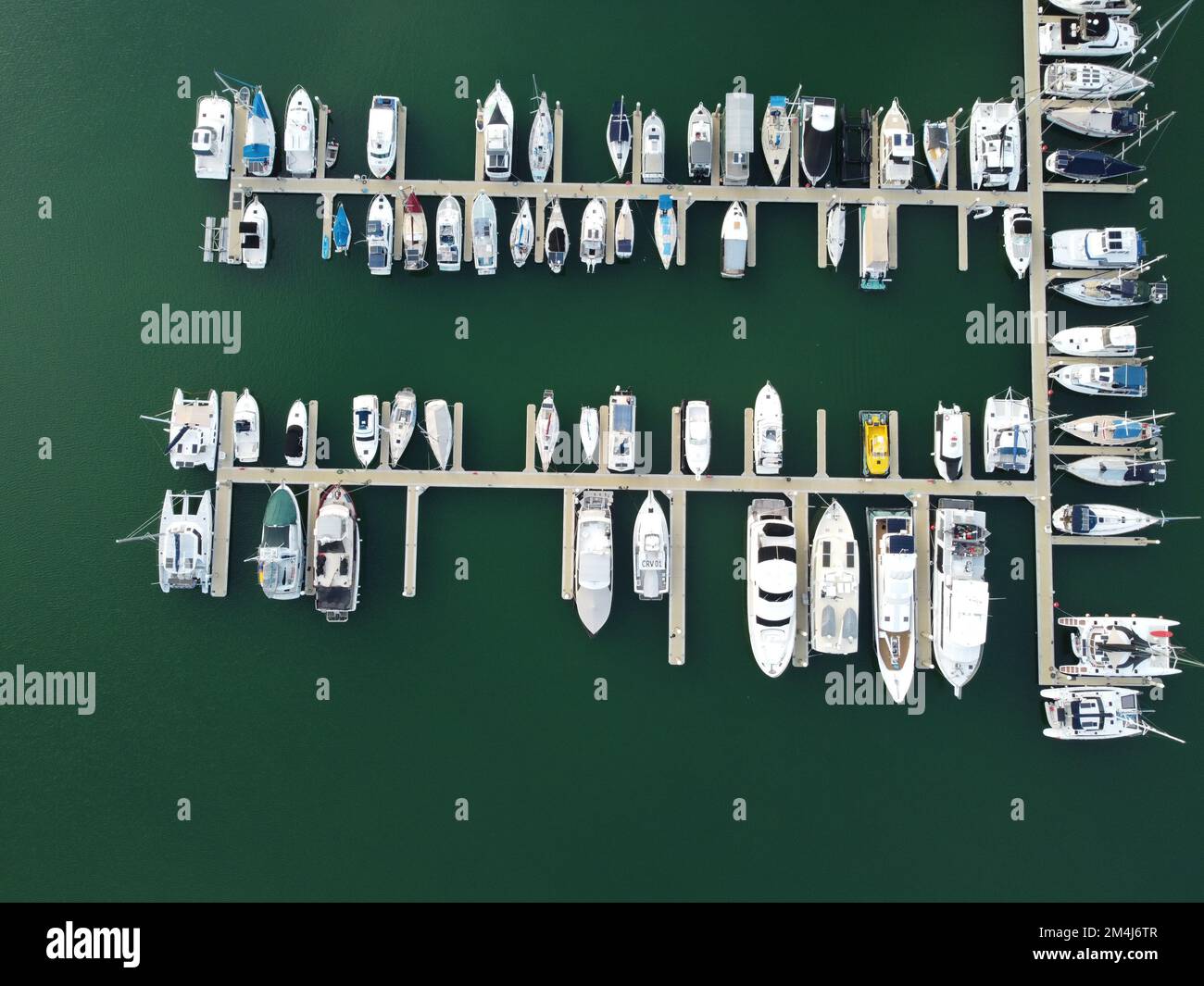 An aerial view of boats parked on port Stock Photo - Alamy
