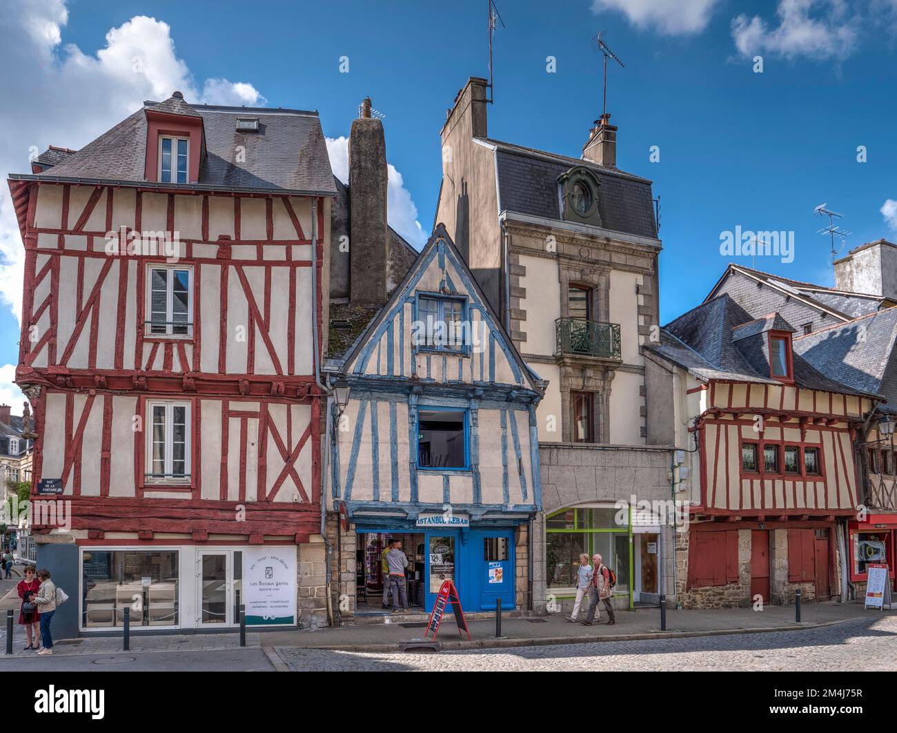 Halftimbered houses in the Rue de la Fontaine in the old town, Vannes