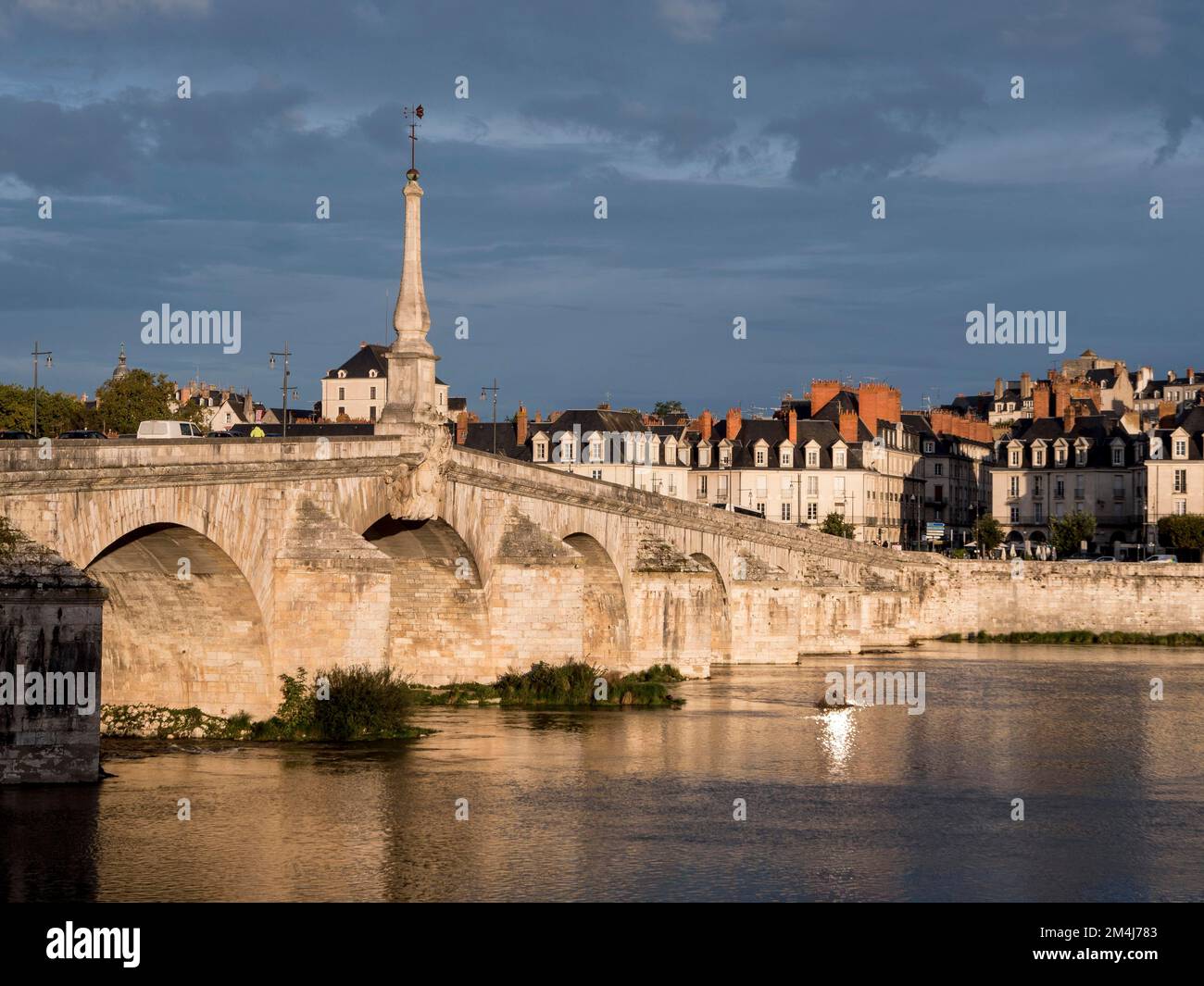 View of the Jacques Gabriel bridge over the Loire and the city of Blois, Departement Loire-et-Cher, Centre-Val de Loire, France Stock Photo