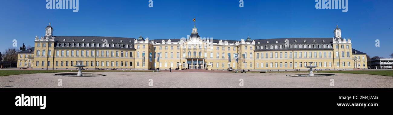 Panorama of Karlsruhe Baroque Palace Karlsruhe Castle with blue sky ...