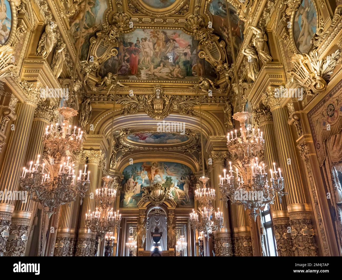 Detail of the lobby, Grand Foyer of the Opera Garnier at the Palais ...