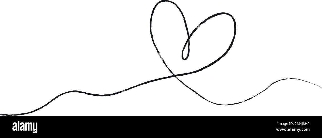 Hand sketch drawing black line heart, Love doodle isolated on white ...