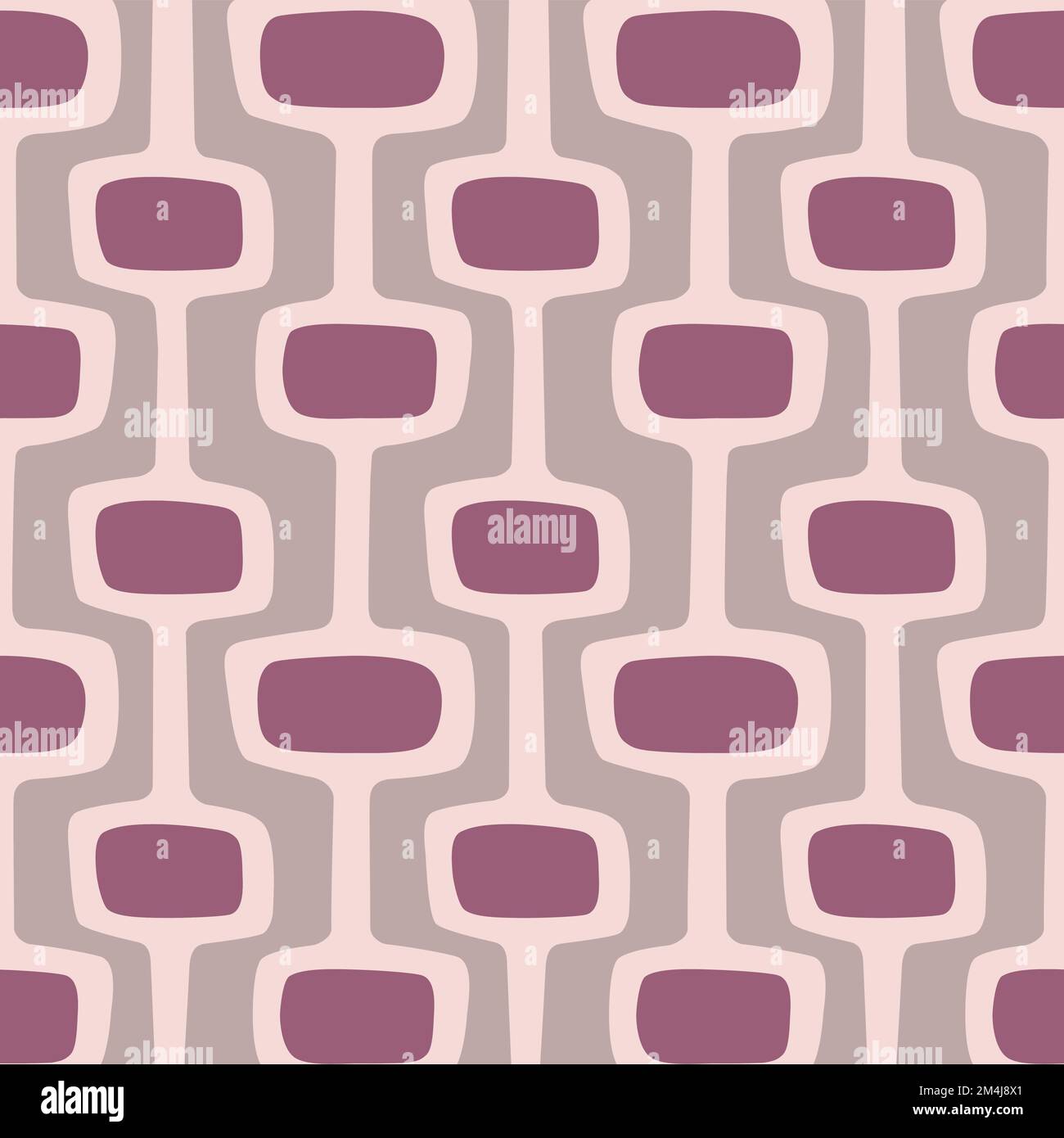Mid-century modern atomic age background in purple, dusty pink and lavender. Ideal for wallpaper and fabric design. Stock Vector