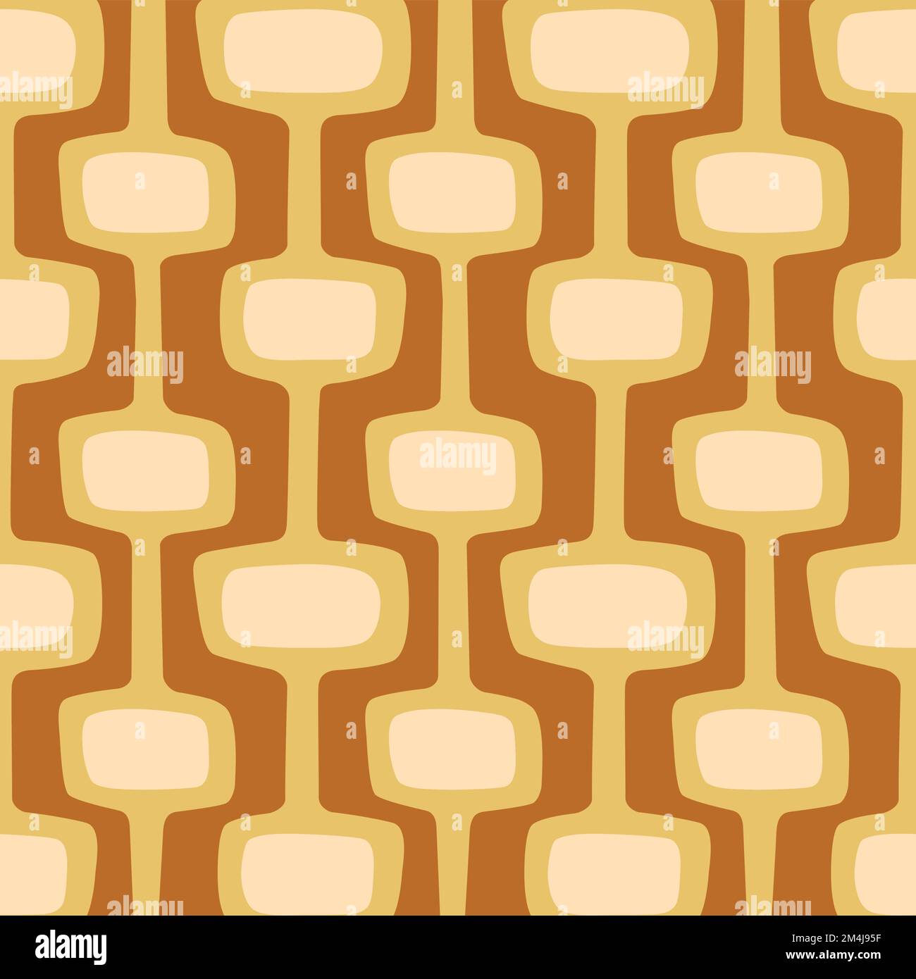 Mid-century modern atomic age background in mustard, gold and cream. Ideal for wallpaper and fabric design. Stock Vector