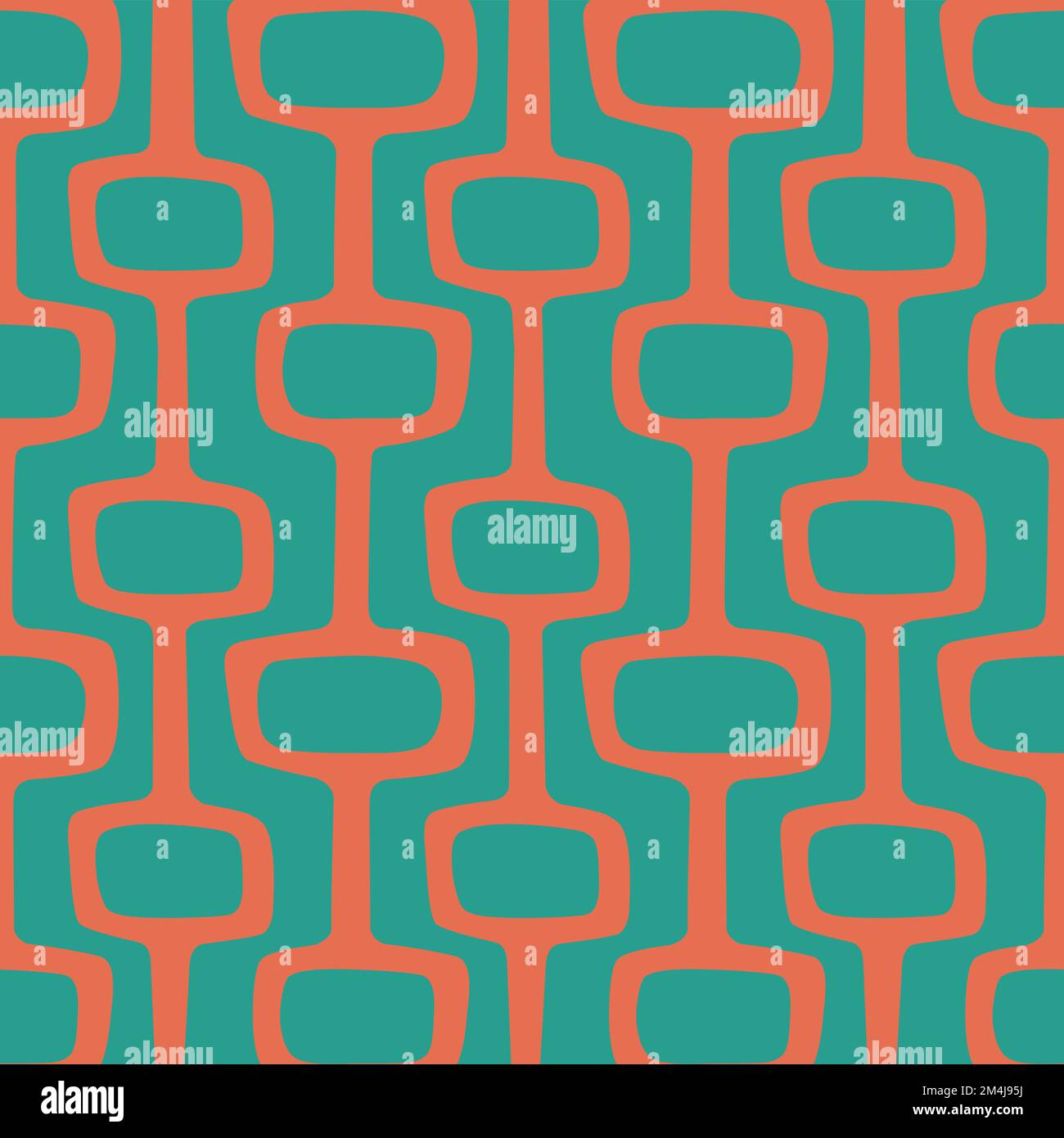 Mid-century modern atomic age background in teal and orange. Ideal for wallpaper and fabric design. Stock Vector
