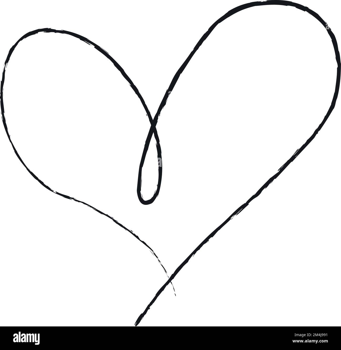 Hand sketch drawing black line heart, Love doodle isolated on white ...