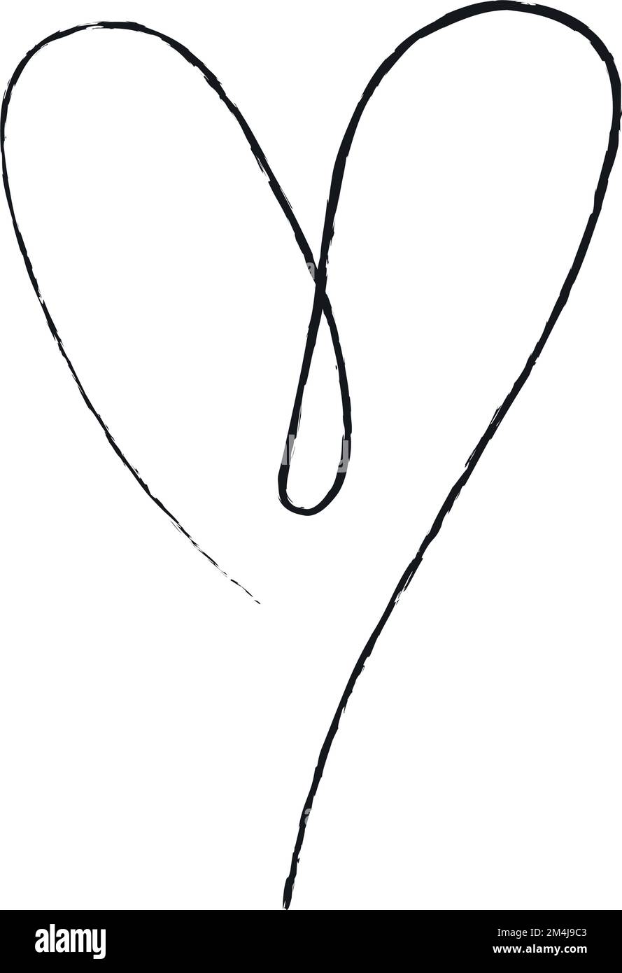 Hand sketch drawing black line heart, Love doodle isolated on white ...