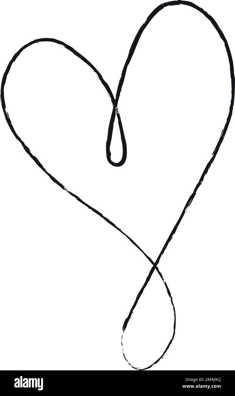 Hand sketch drawing black line heart, Love doodle isolated on white ...