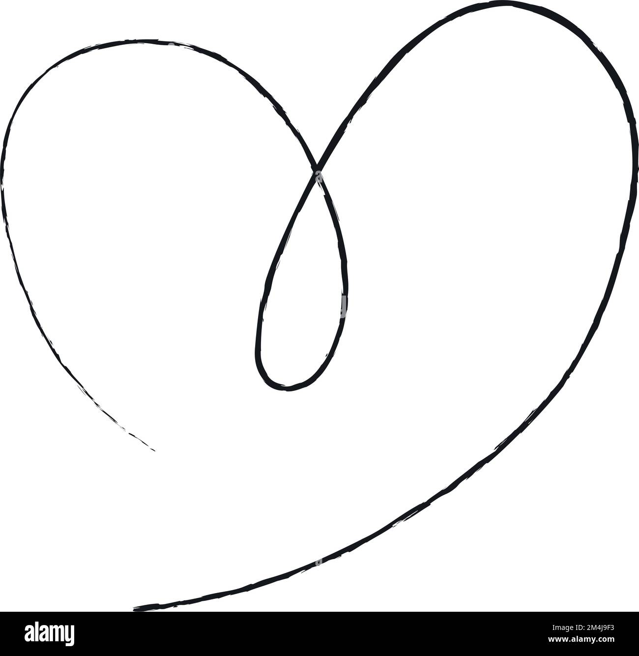 Hand sketch drawing black line heart, Love doodle isolated on white ...