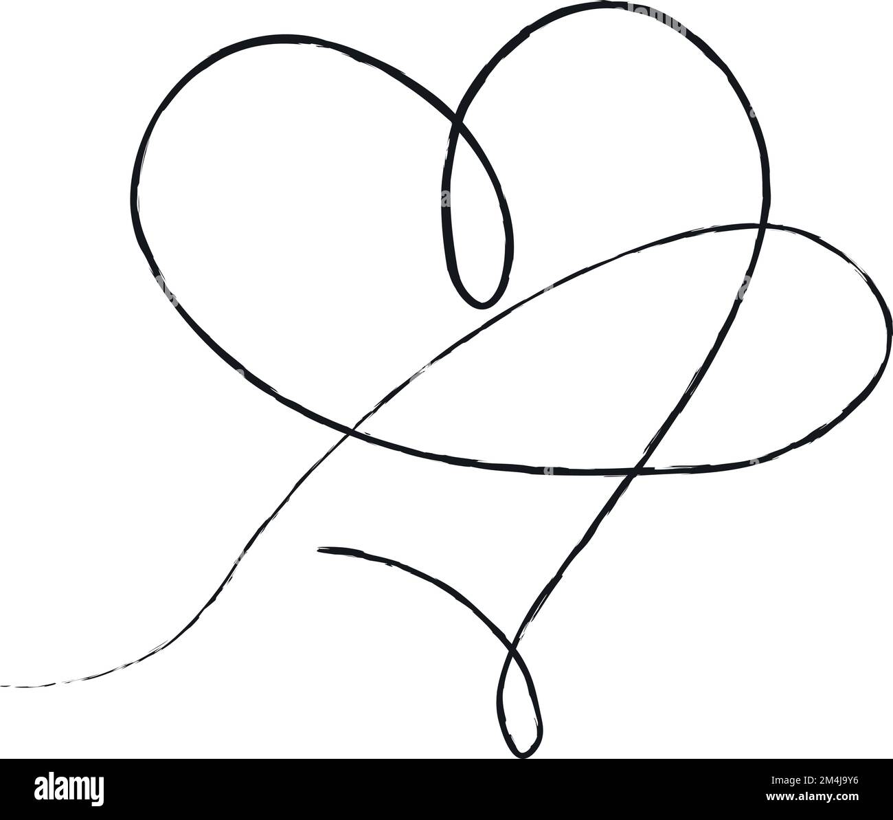 Hand sketch drawing black line heart, Love doodle isolated on white ...