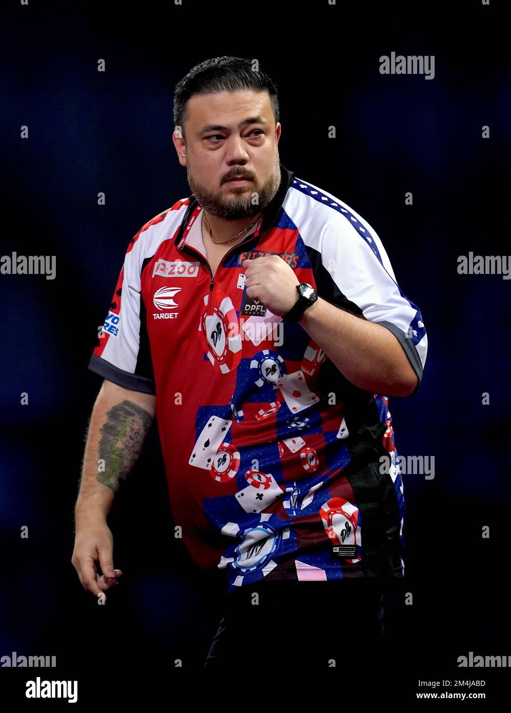 Danny Baggish celebrates during his match against Mervyn King during