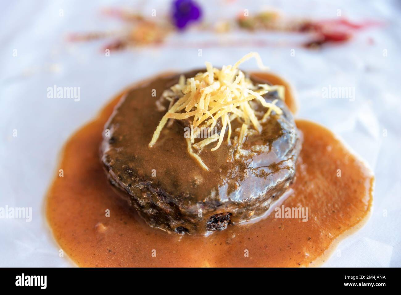 Traditional Spanish food Bull's tail in carrots,tomato and onion sauce with potatoes. Córdoba