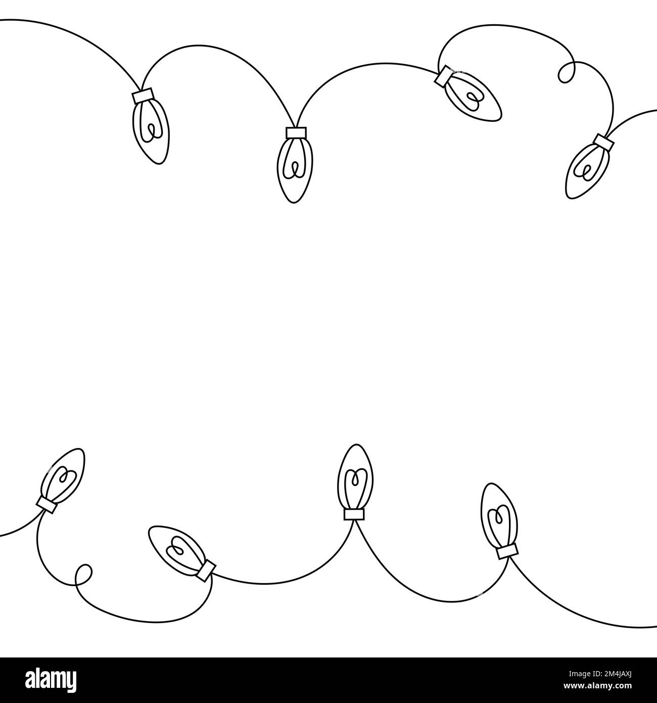 Christmas lights. Merry Christmas inspiration. Black outline. Vector