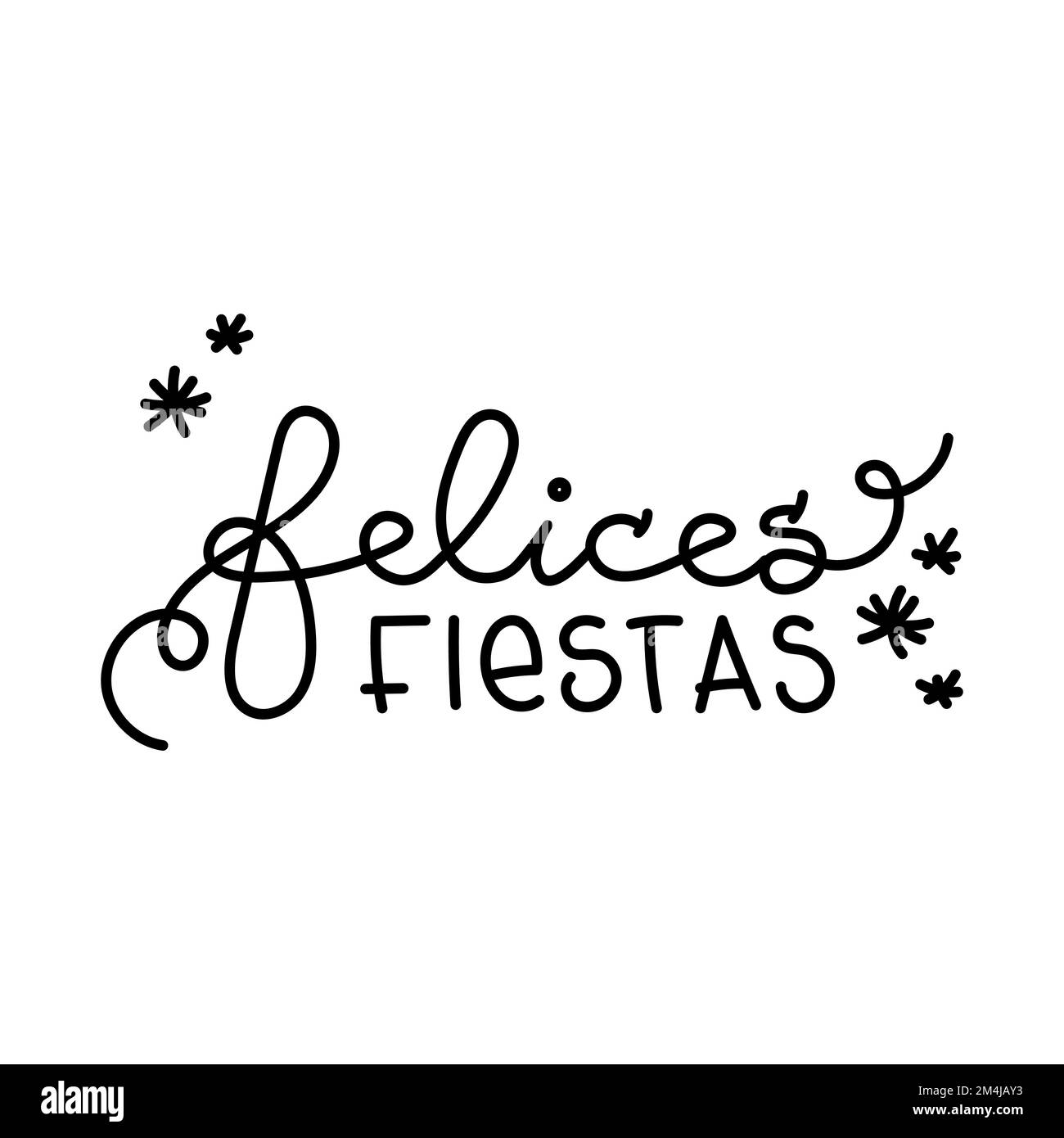 Black lettering. Happy Holidays in Spanish. Felices Fiestas. Merry Christmas inspiration. Vector illustration, flat design Stock Vector