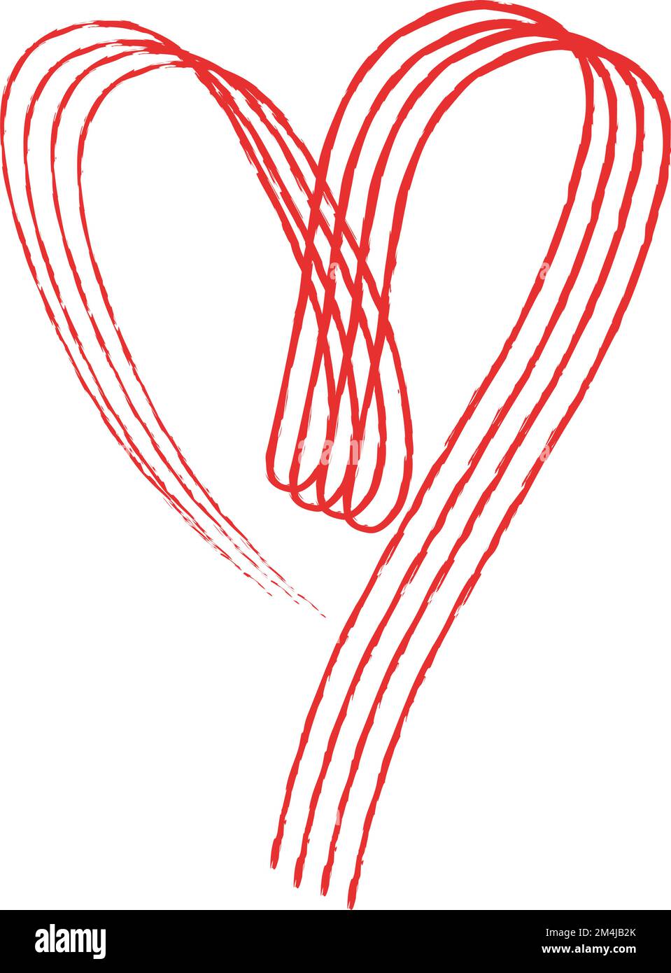 Hand sketch drawing red line heart, Love doodle isolated on white