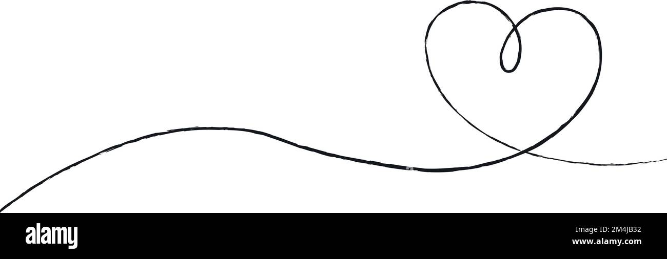 Hand sketch drawing black line heart, Love doodle isolated on white ...