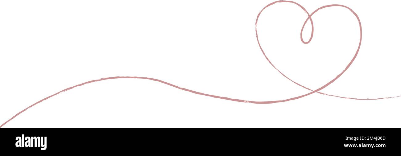 Hand sketch drawing pink line heart, Love doodle isolated on white ...