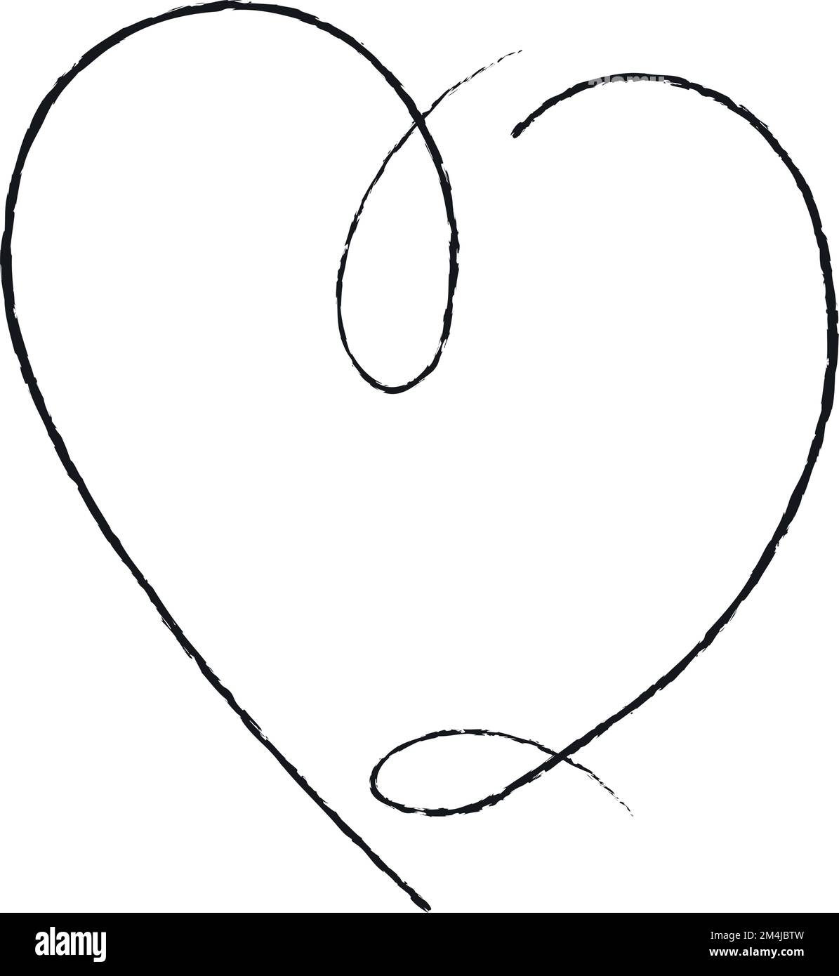 Hand sketch drawing black line heart, Love doodle isolated on white ...
