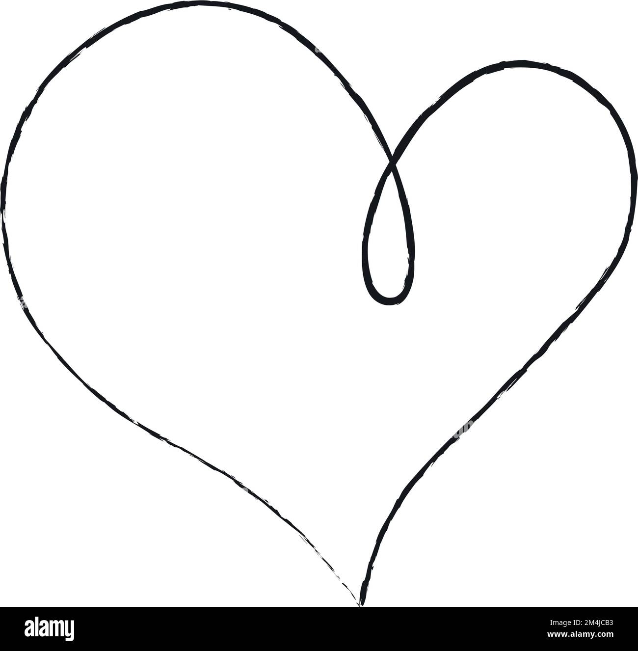 Hand sketch drawing black line heart, Love doodle isolated on white ...
