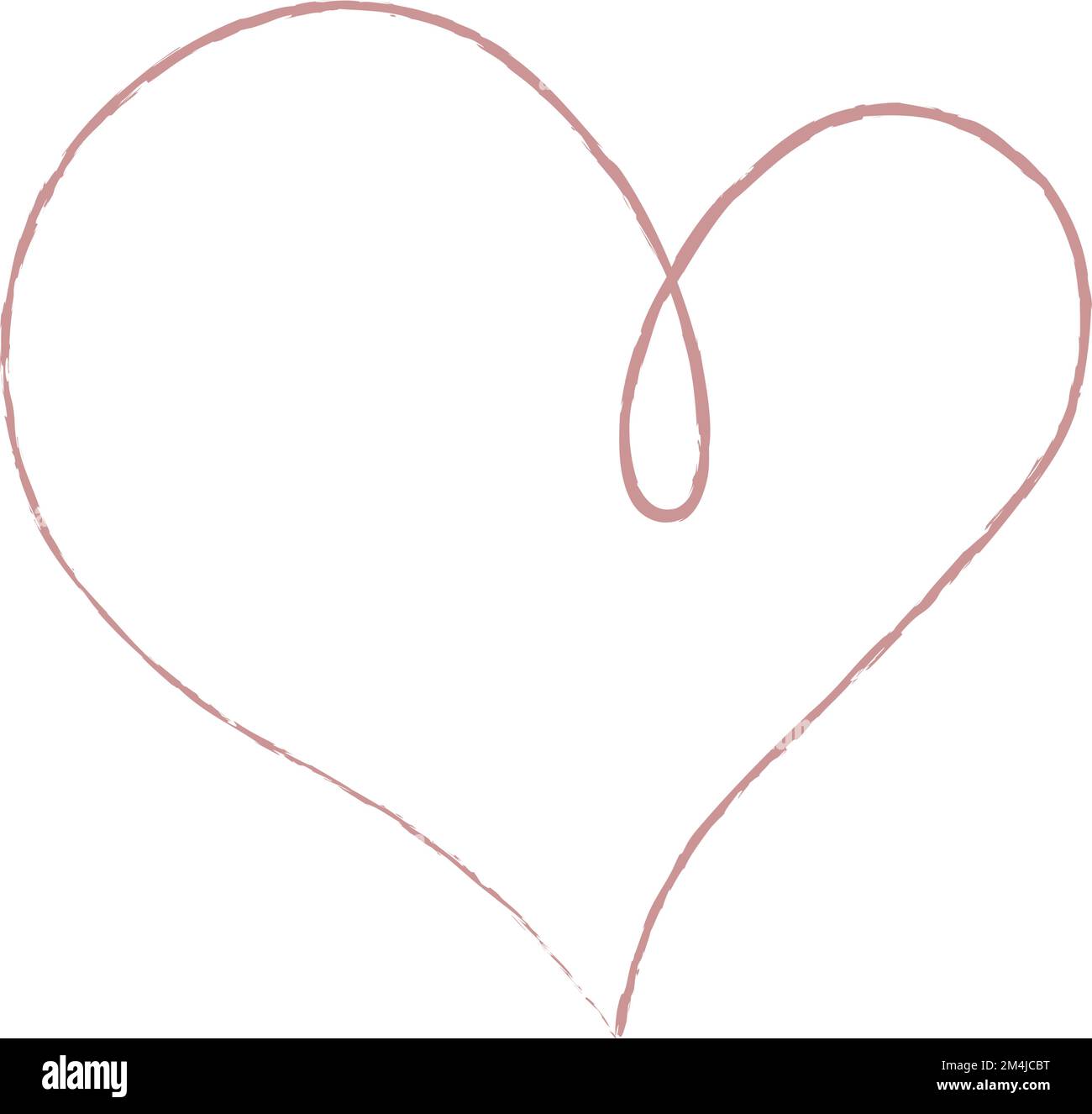 Hand sketch drawing pink line heart, Love doodle isolated on white ...