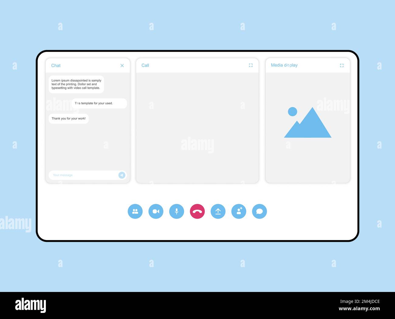UI UX template for video conferencing and meetings application on plate ...